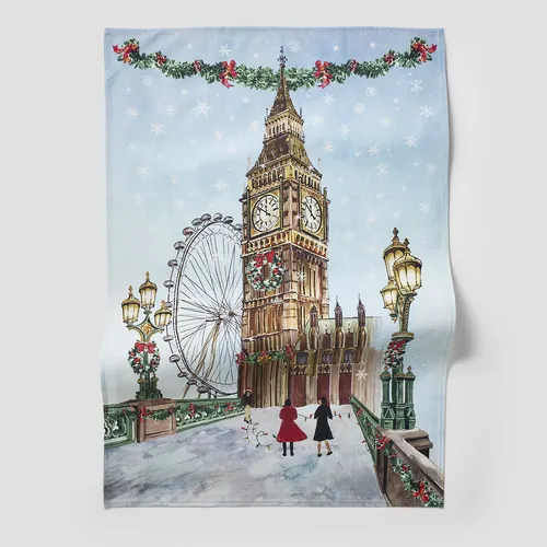 Sur La Table Christmas in London Kitchen Towel