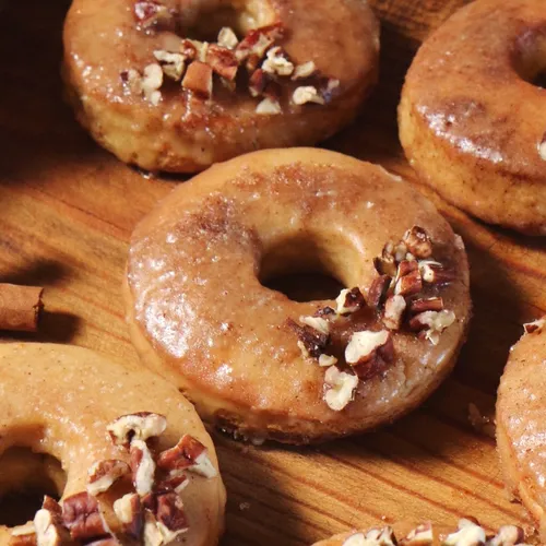 Air-fried Apple Cider Donuts with Brown Butter Cider Glaze