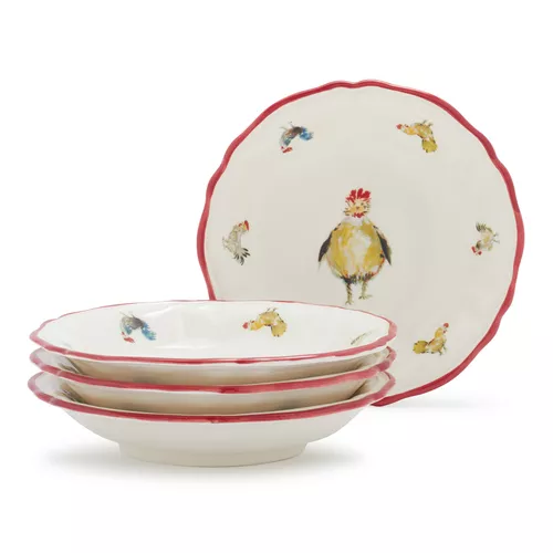 Jacques P&#233;pin Collection Chickens Pasta Bowls, Set of 4