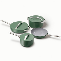 Caraway Ceramic Nonstick 7-Piece Cookware Set with Bonus Storage I bought the cookware set for my family for Christmas
