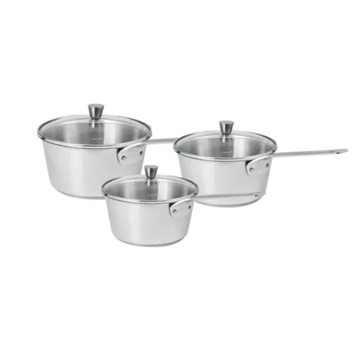 Cristel 1826 Saucepans with Glass Lids, Set of 3