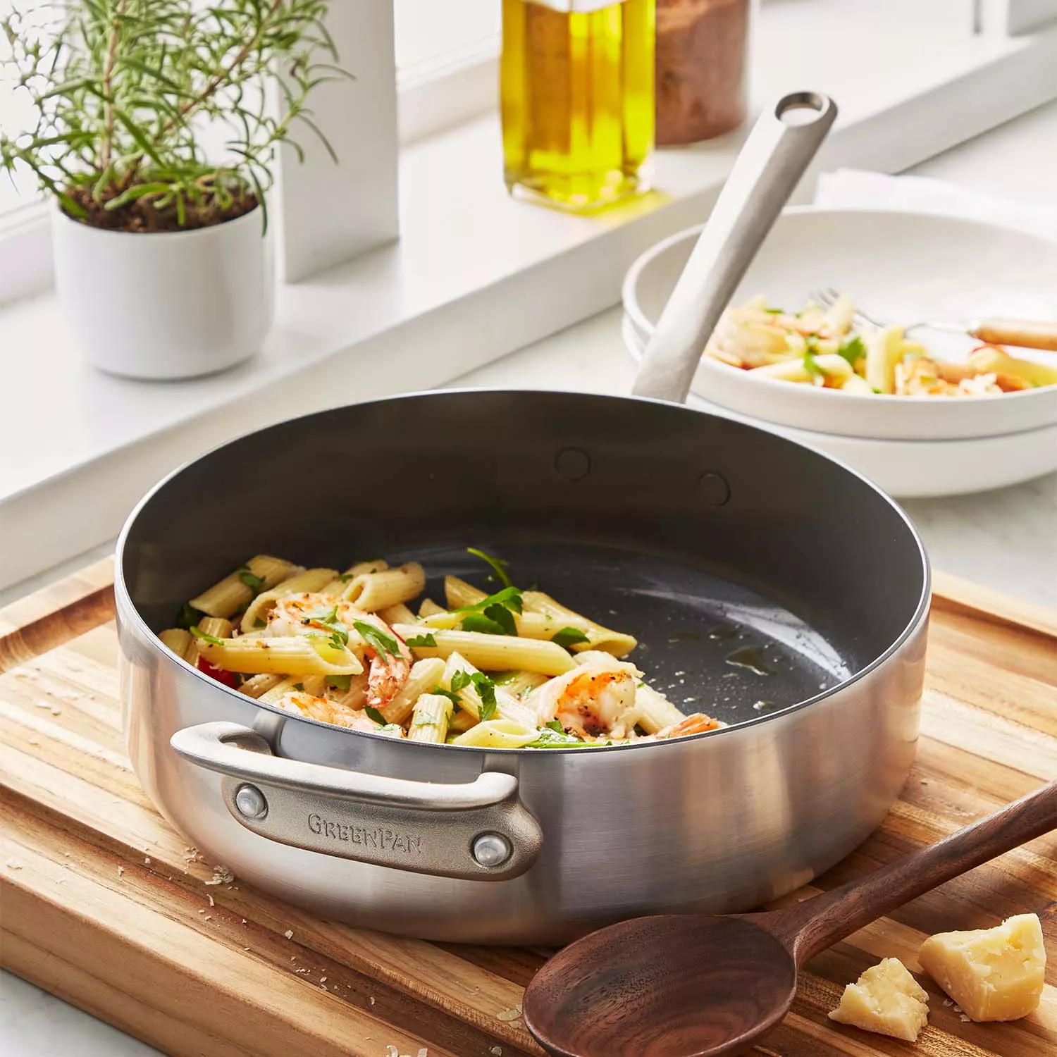 GreenPan Craft Steel Covered Sauté Pan, 4 qt.