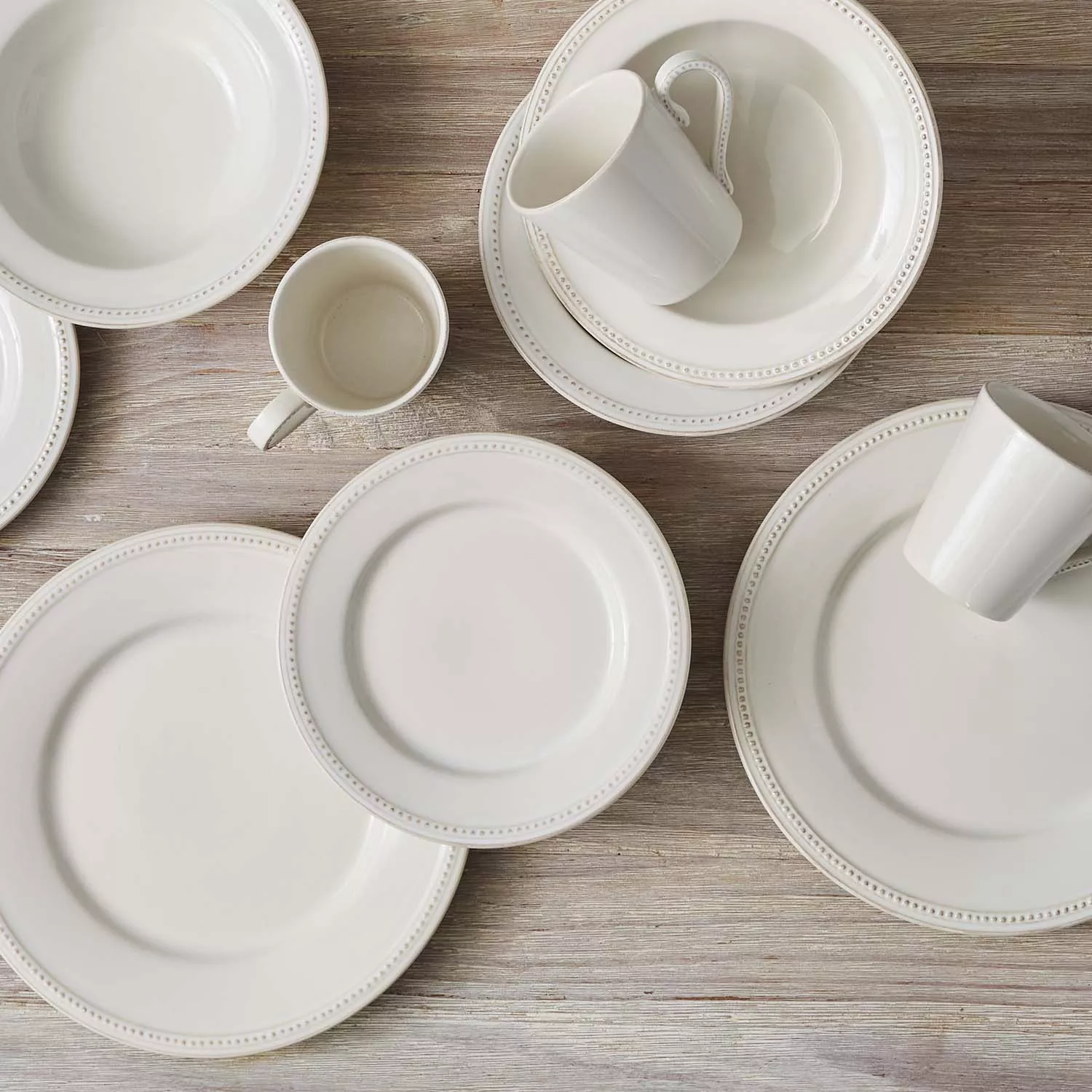 Sur La Table Pearl Stoneware 16-Piece Dinnerware Set