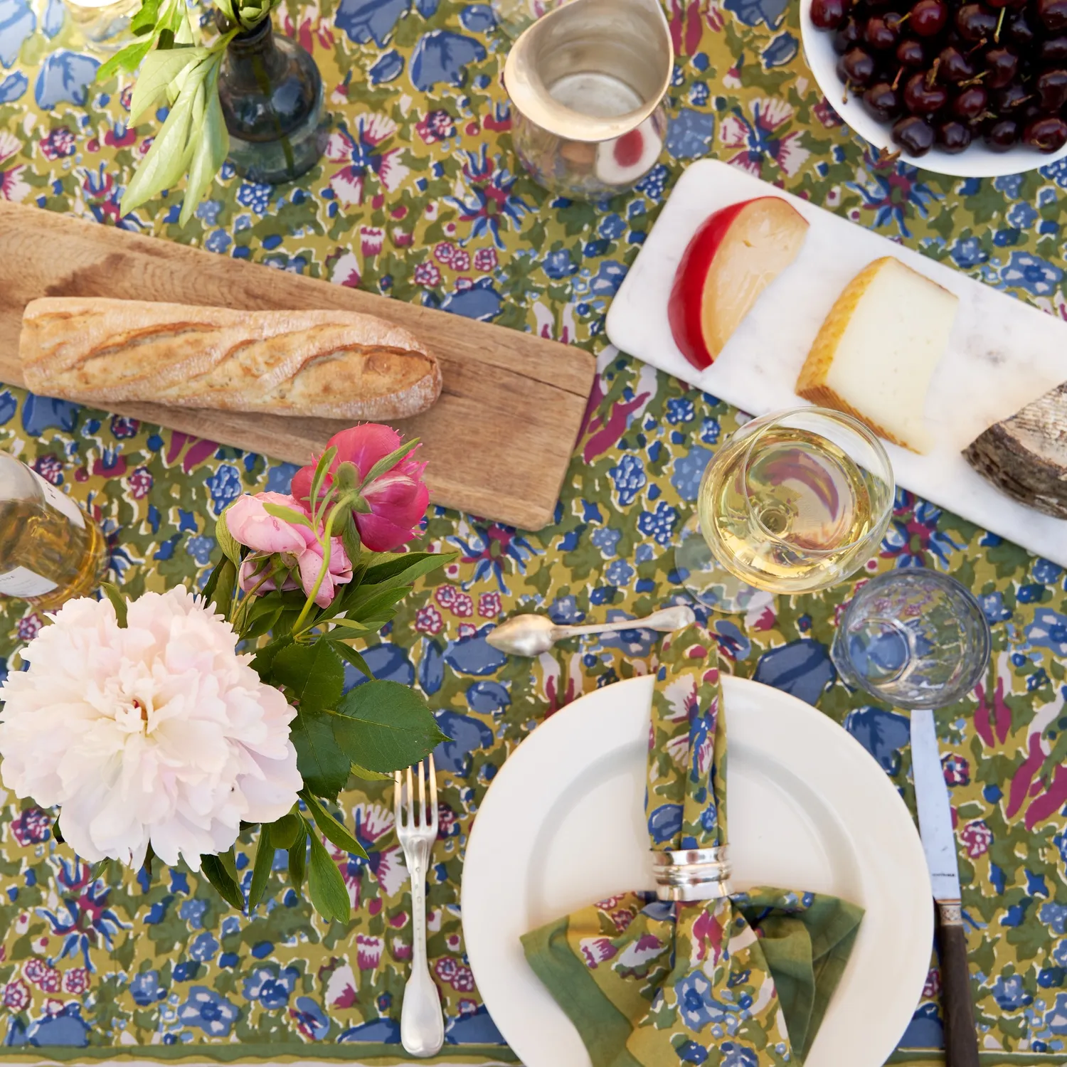 Couleur Nature Jardin Tablecloth, Blue & Green
