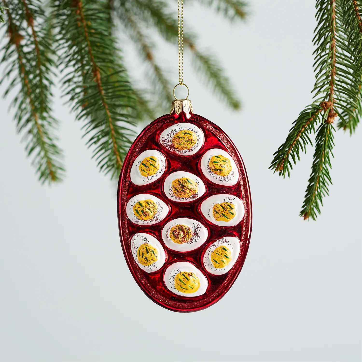 Sur La Table Deviled Egg Glass Ornament, 4"