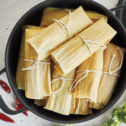 Oaxacan Chicken Tamales with Chile Rojo Salsa