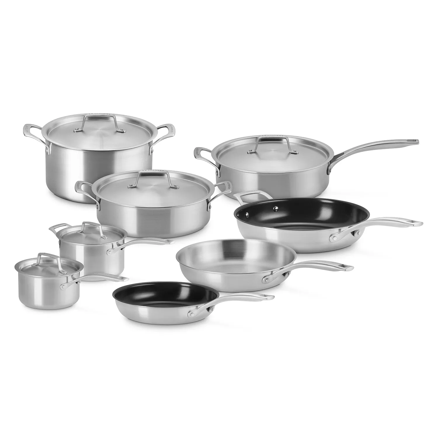 Le Creuset Essential Stainless Steel and Ceramic Nonstick Mixed 13-Piece Cookware Set