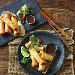 Air-Fried Spring Rolls with Sweet Chili Dipping Sauce
