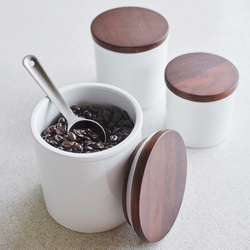 Porcelain Canister with Walnut Lid