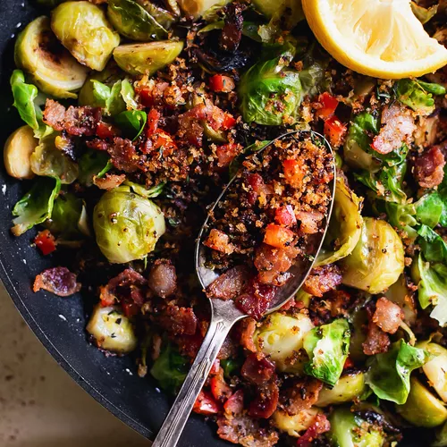 Lemony Brussels Sprouts with Bacon and Breadcrumbs