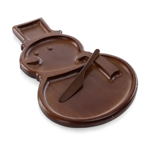 Picnic Time Reversible Snowman Sectioned Serving Tray with Knife