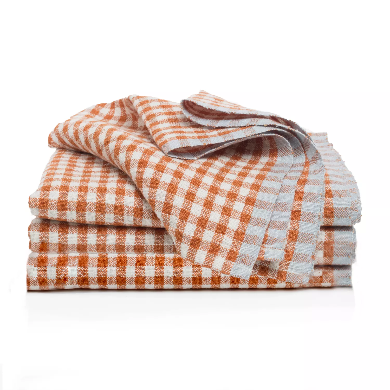 Caravan Two-Tone Check Linen Napkins, Set of 4