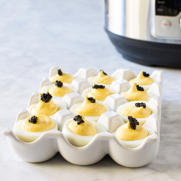 Instant Pot Curry Deviled Eggs with Caviar