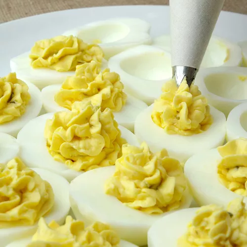 Deviled Eggs with Bacon Brioche