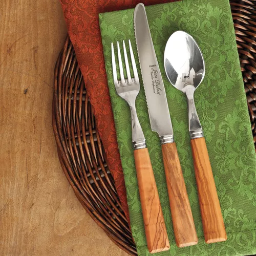 Dubost Olivewood Flatware, Set of 20