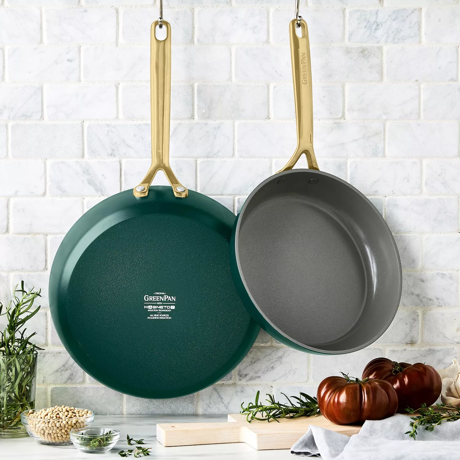 GreenPan GP5 Skillet Set with Champagne Handles  9.5" & 11"