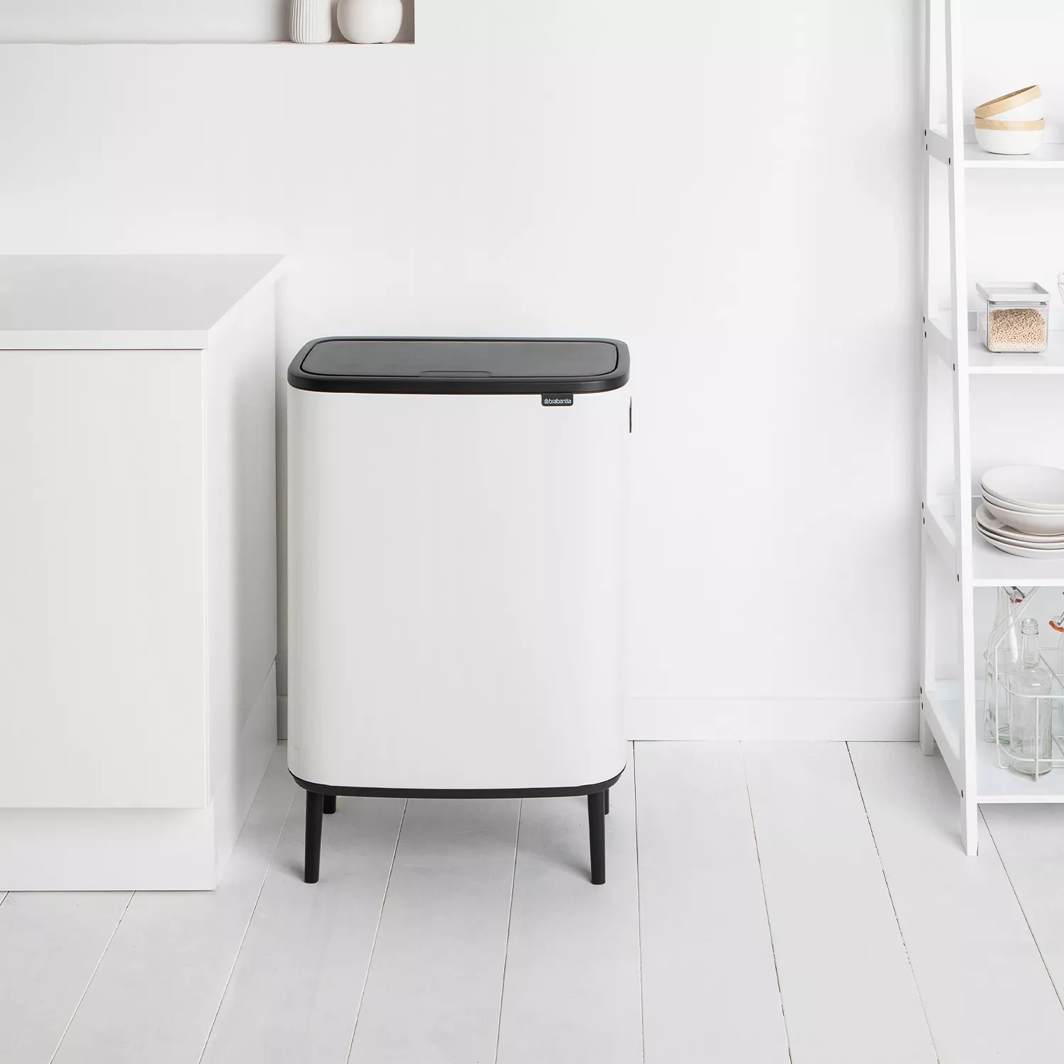 Brabantia Bo Step on Dual Compartment Recycling Trash Can 3 + 6 Gallon (9 Gallon Capacity) Color: Soft Beige