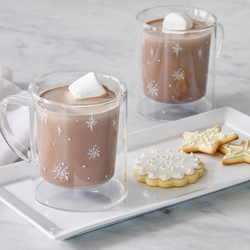 Sur La Table Holiday Wonder Snowflake Double-Wall Coffee Mugs, Set of 2