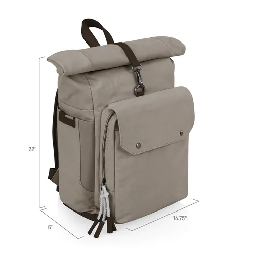 Picnic Time Roll Top Backpack Cooler w/ Utensil Set & Water Bottles