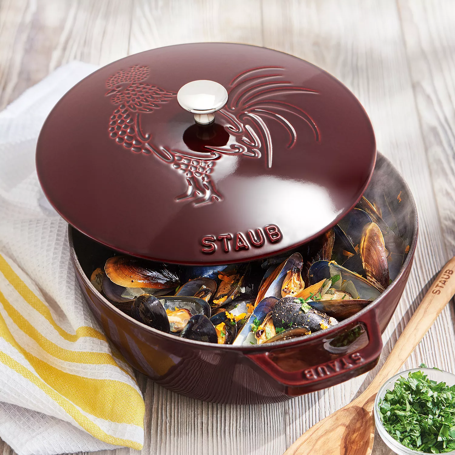 Staub Essential French Oven with Rooster Lid, 3.75 qt