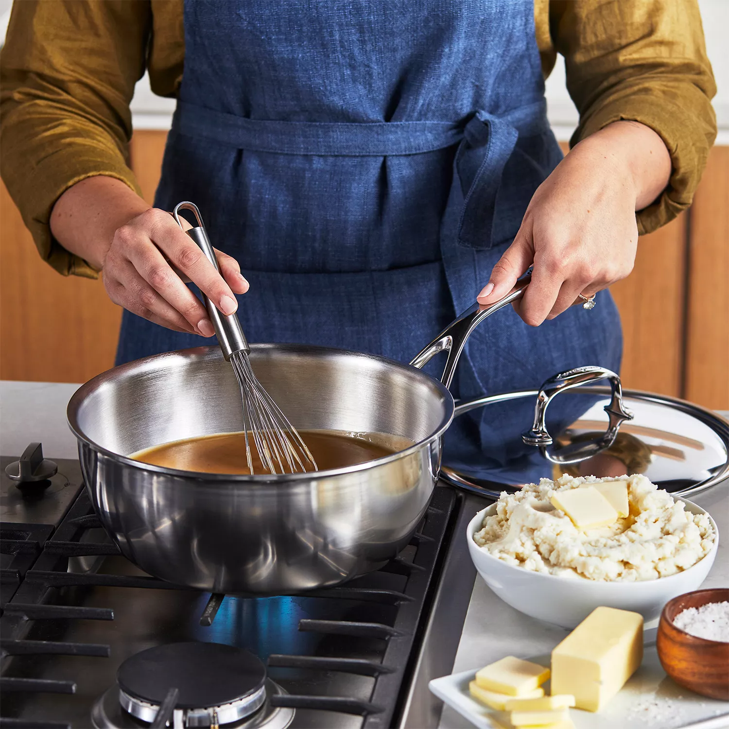 Demeyere Atlantis7 Stainless Steel Saucier with Lid