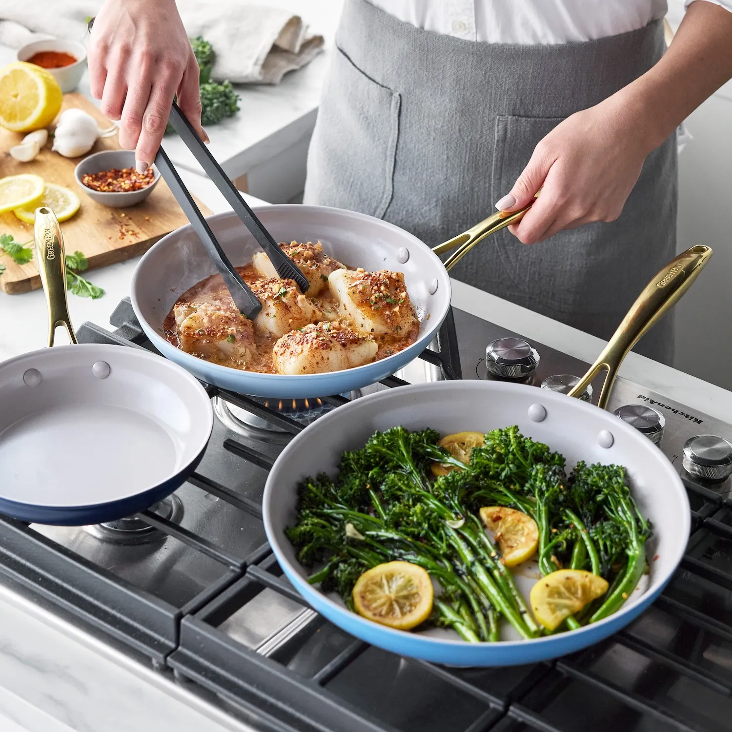GreenPan Hamptons Skillets, Set of 3
