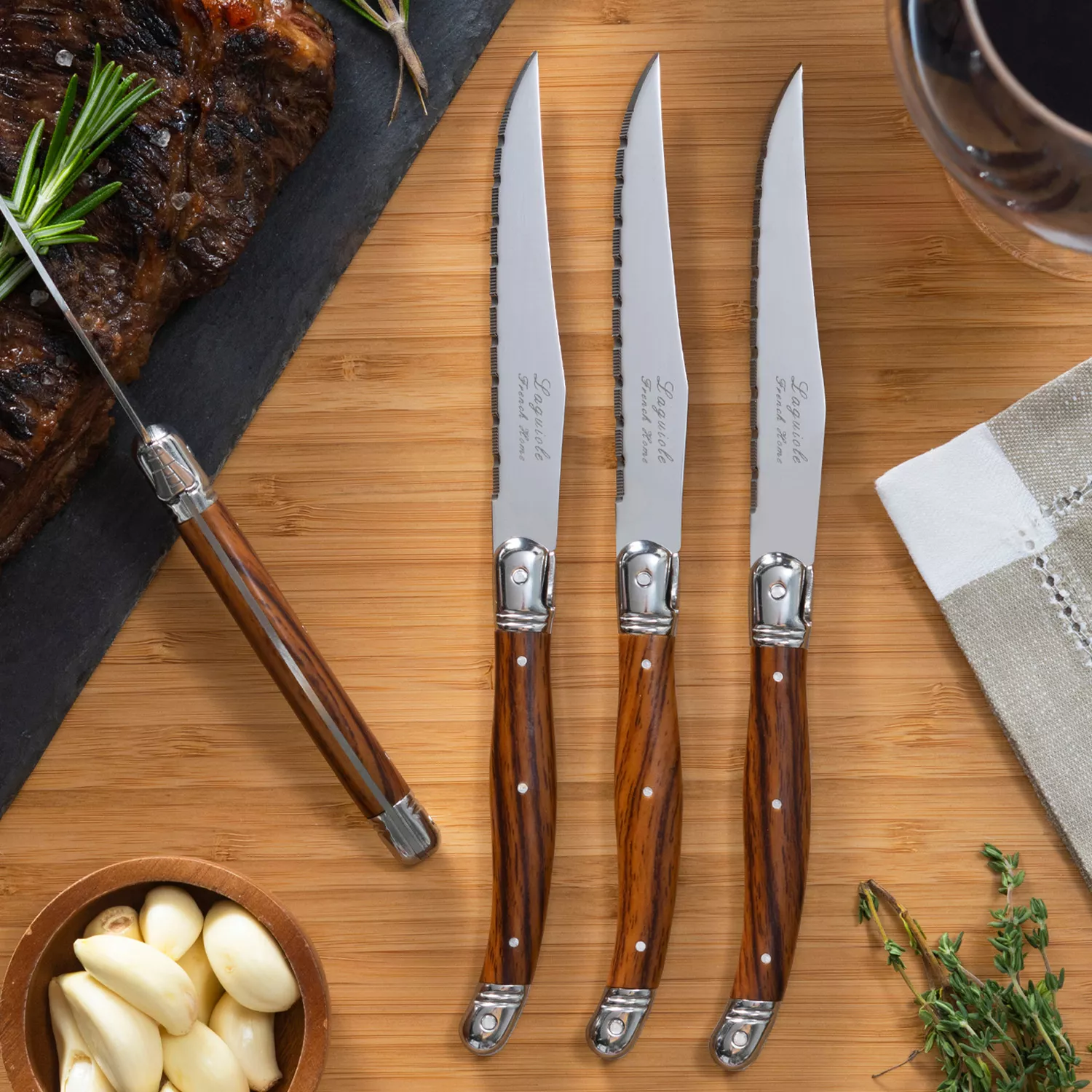 French Home Laguiole Steak Knives, Set of 4