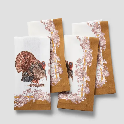 Sur la table Thanksgiving Harvest Turkey Napkins, Set of 4