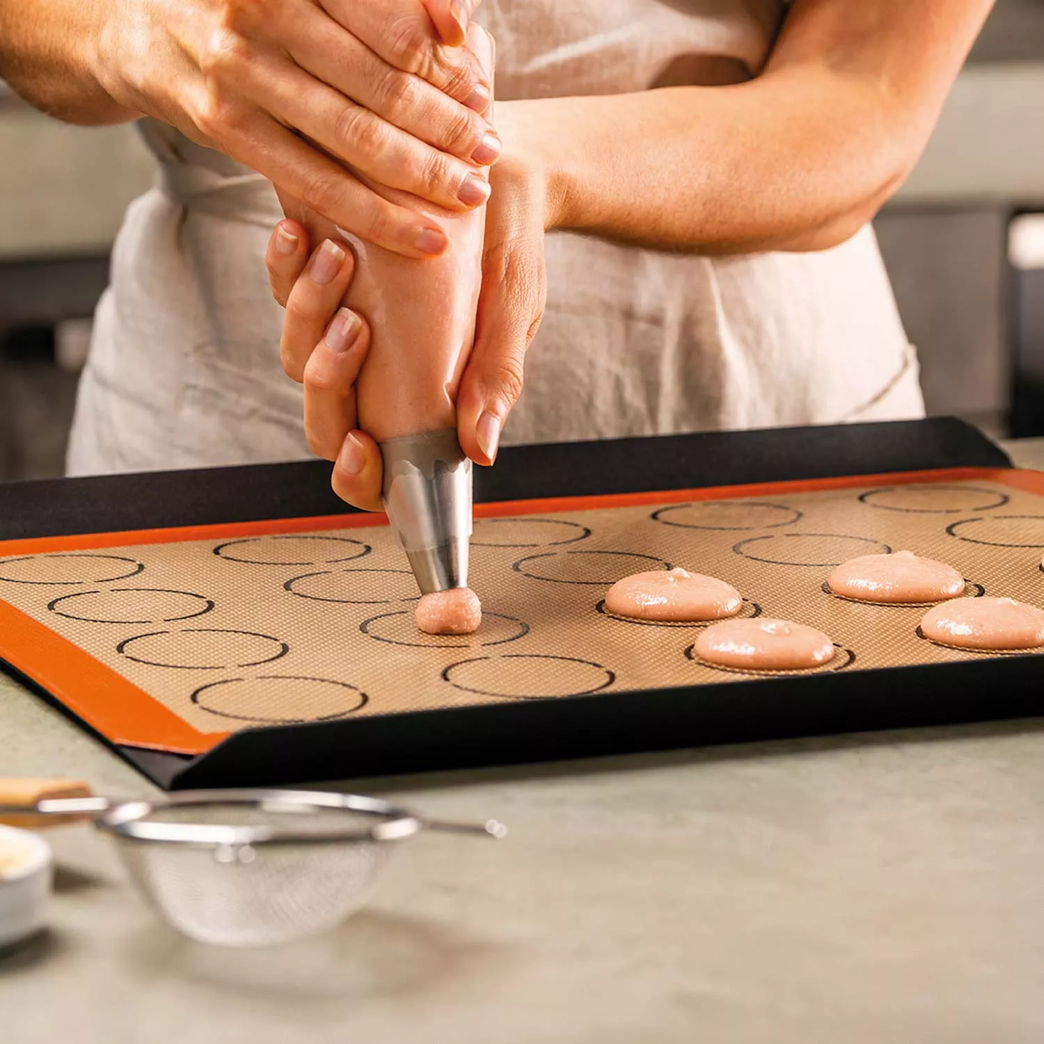 Pink Perforated Silicone Baking Mat - Half-Sheet