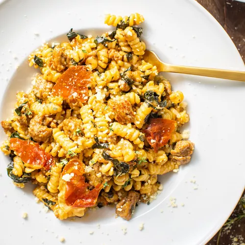 Sausage Kale Pasta with Mascarpone Sauce