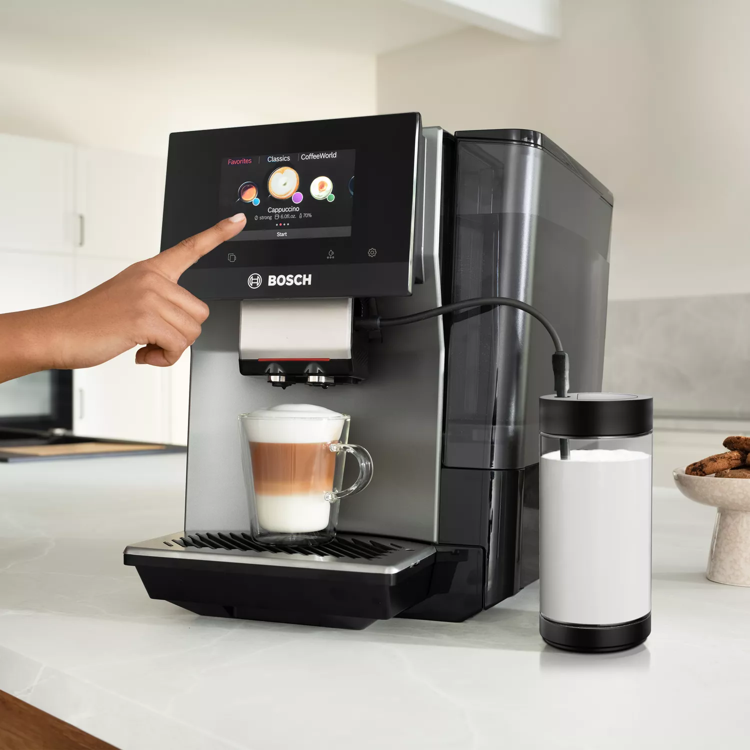 Bosch 800 Series Fully Automatic Espresso Machine with Milk Express Plus, Silver