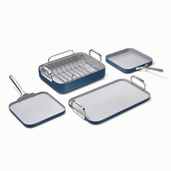 Caraway Ceramic Nonstick Squareware 5-Piece Cookware Set with Bonus Storage