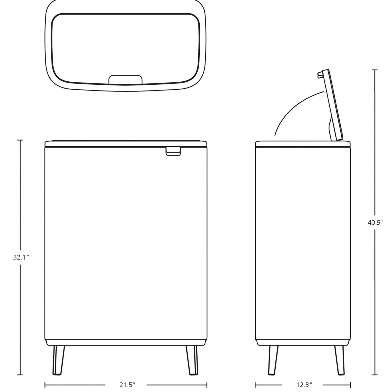 Brabantia Bo Touch Top Hi Can, 60 L