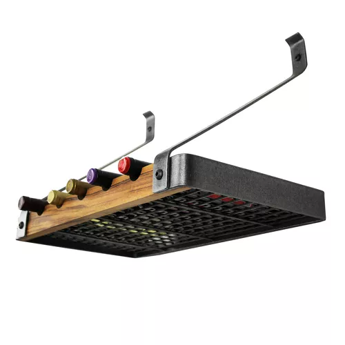 Enclume Hammered Steel &#38; Tigerwood Signature Bookshelf Wine Rack