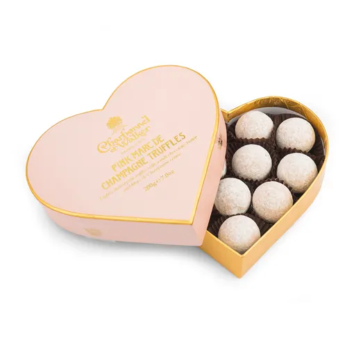Charbonnel et Walker Pink Marc de Champagne Truffles Heart Gift Box