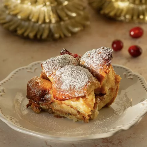 Leftover Holiday Dinner Roll & Cranberry Bread Pudding
