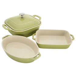 Staub Stoneware 4-Piece Baking Dish Set Just big enough to enjoy our favorite casseroles without having leftovers