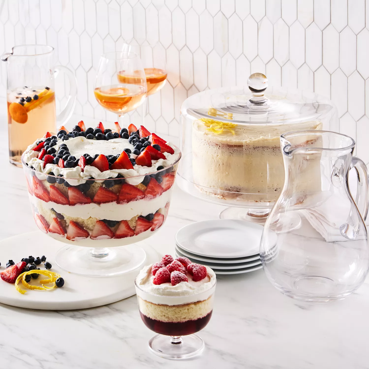 Glass Trifle Bowl With Lid