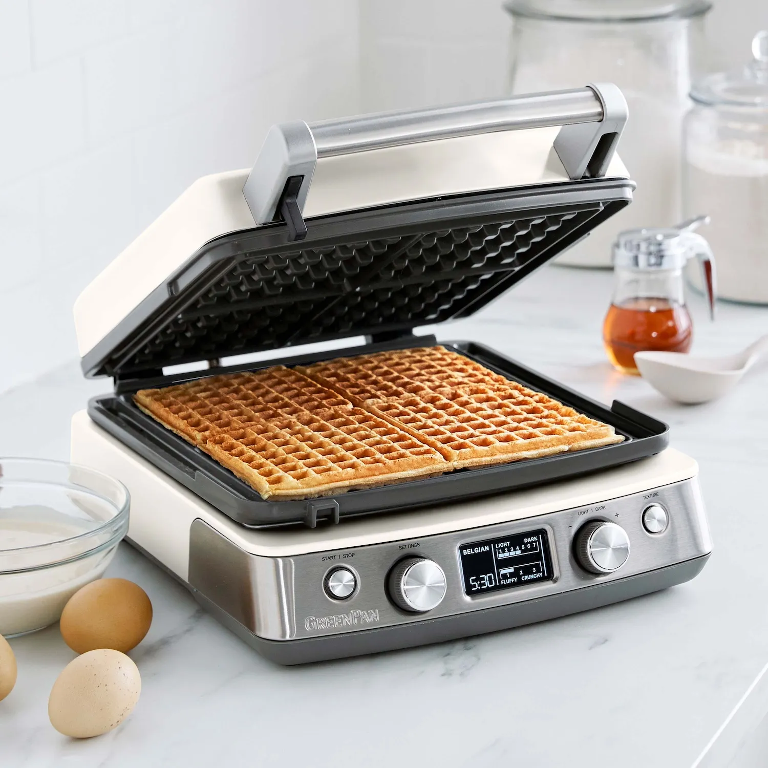 GreenPan 4-Square Waffle Maker with Removable Plates