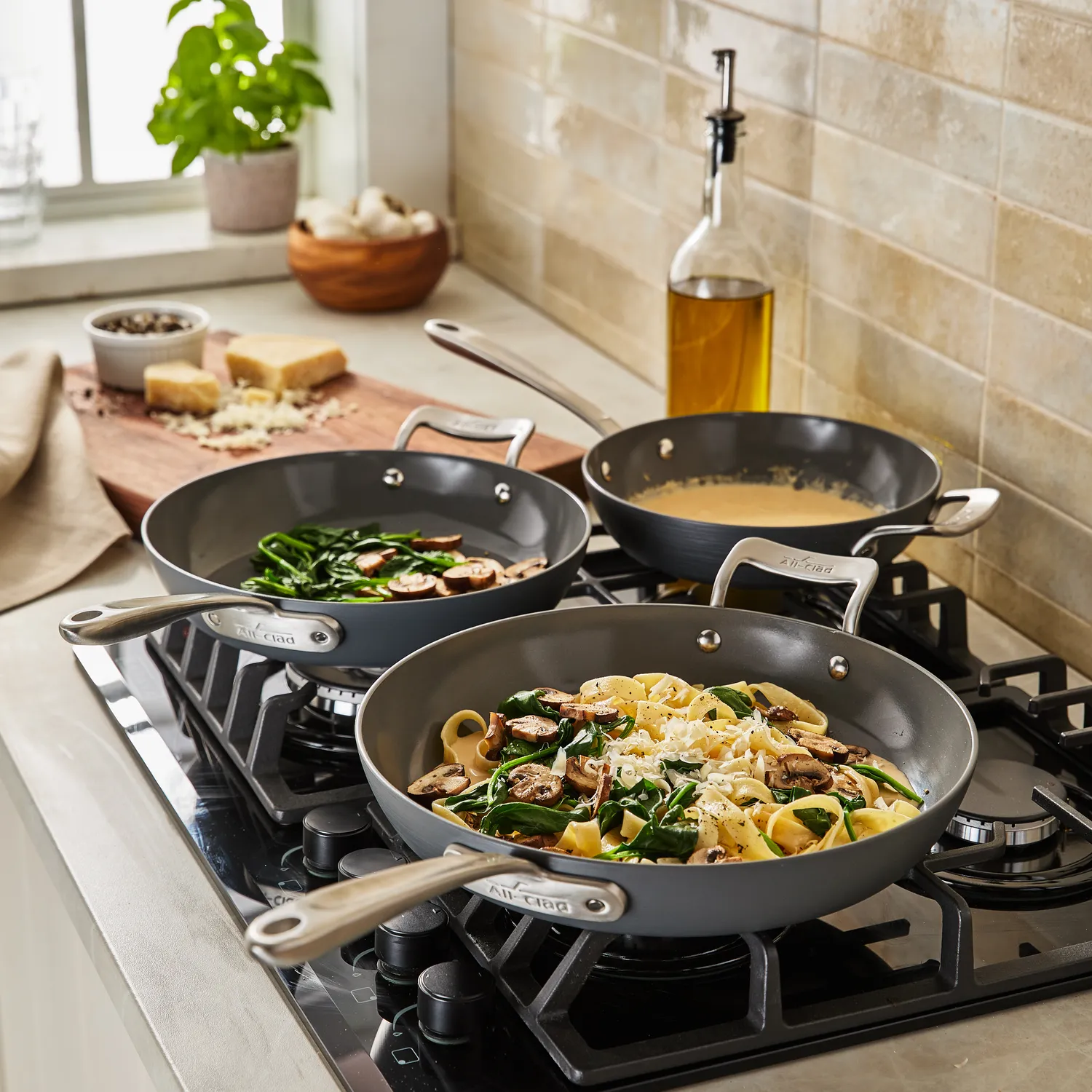 All-Clad HA1 Ceramic Nonstick 5-Piece Skillet Set