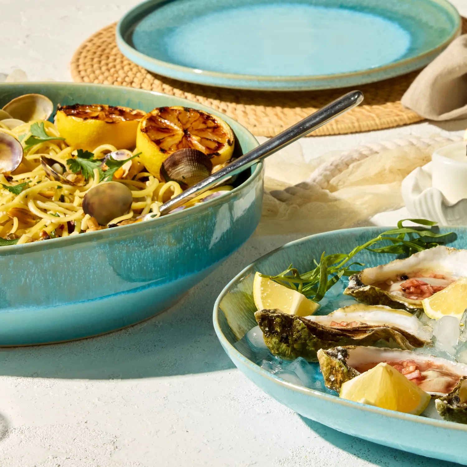 Sur La Table Driftwater Reactive Glaze Oval Platter