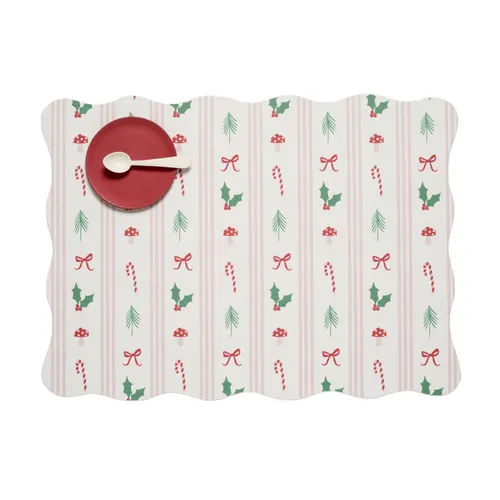 Meri Meri x Chilewich Festive Icon Stripes Scallop Placemat