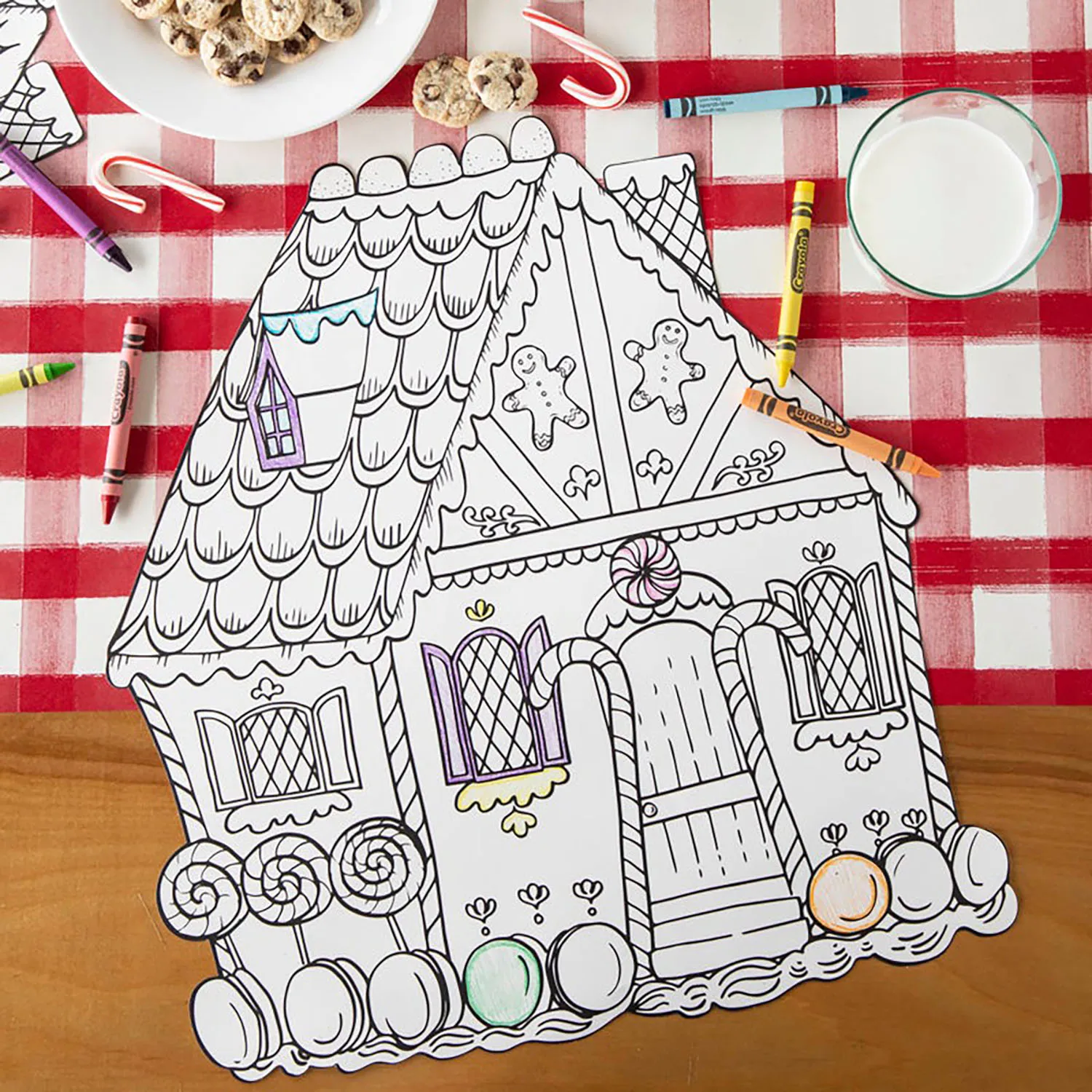 Hester & Cook Gingerbread House Color-In Placemats, Set of 12