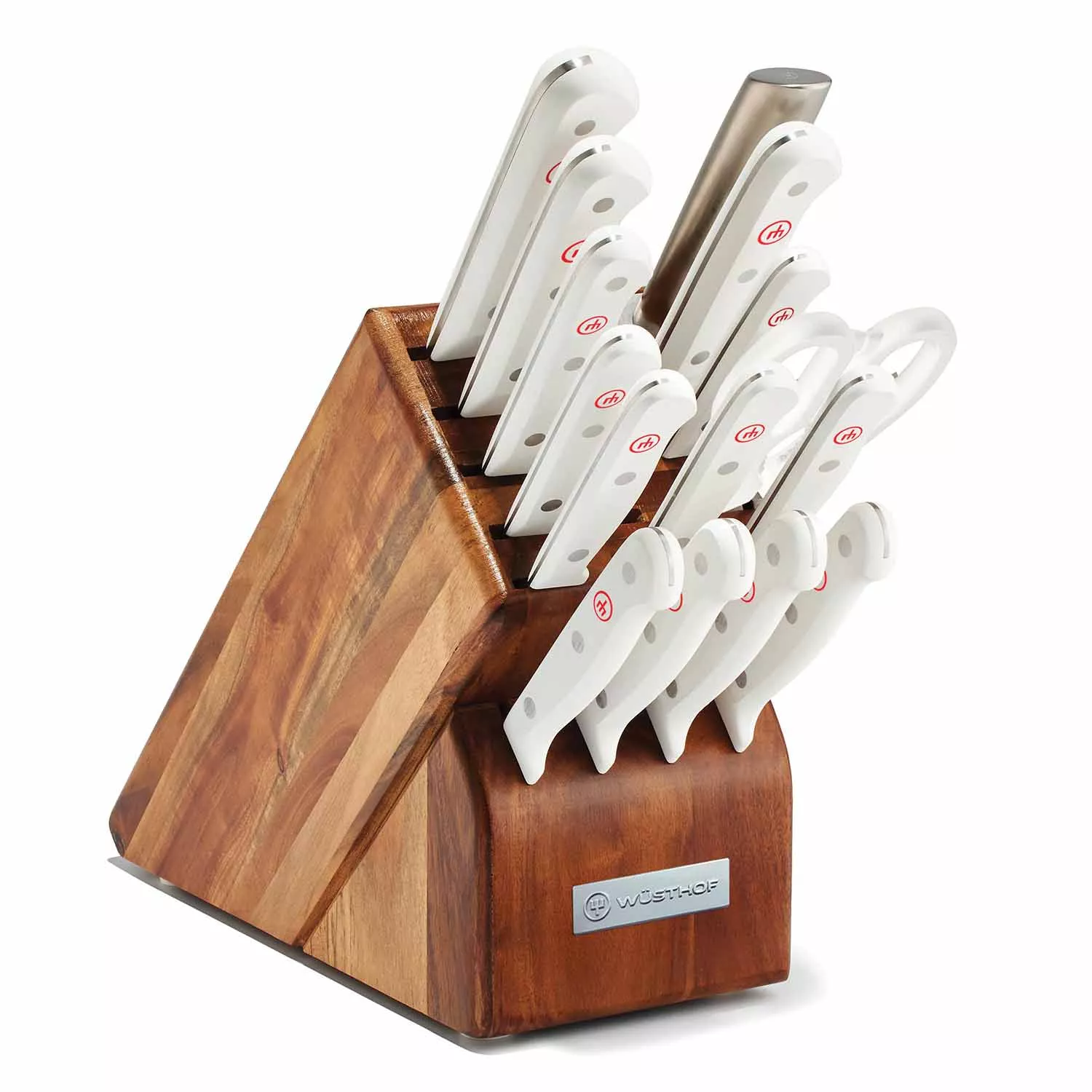 Wüsthof Gourmet 16-Piece White Knife Set in Acacia Block