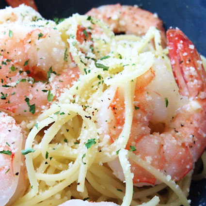 Angel Hair Pasta with Shrimp, Parmesan and Lemon Juice