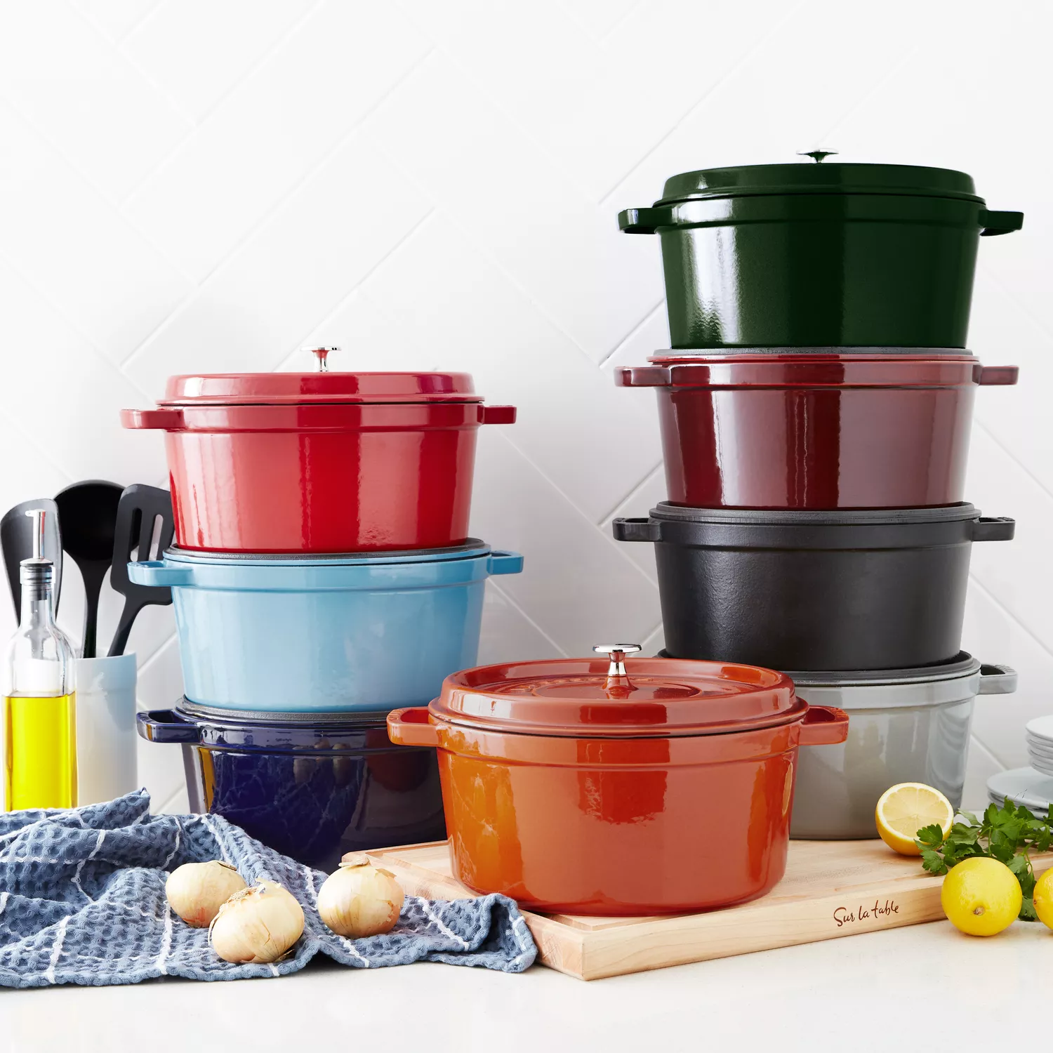 Staub Enameled Cast Iron Tall Cocotte, 5 Quarts, 6 Colors