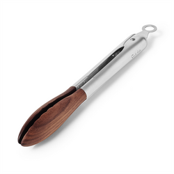Sur La Table Walnut Tipped Tongs, 12" Wood over silicone