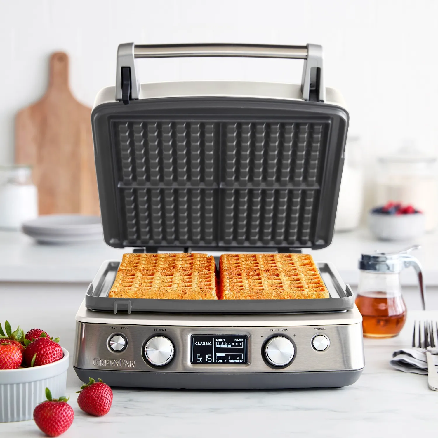 GreenPan 4-Square Waffle Maker with Removable Plates