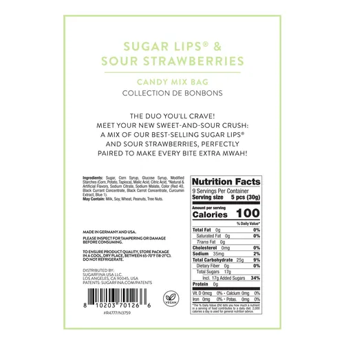 Sugarfina Sugar Lips & Sour Strawberries Candy Mixed Bag Duo