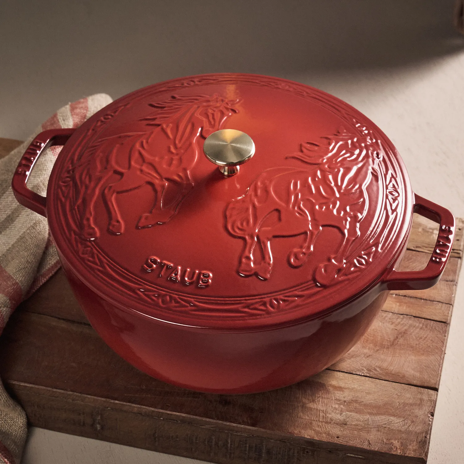 Staub Essential French Oven with Horse Lid, 5 qt. | Sur La Table